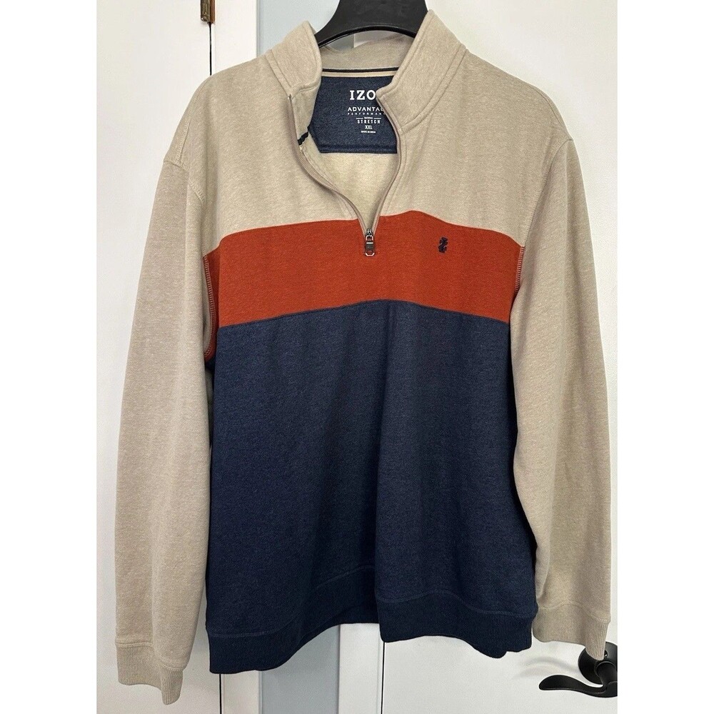 NWOT IZOD Sweatshirt Mens Colorblock 1/4 Zip Mock Neck Advantage Pullover 2XL